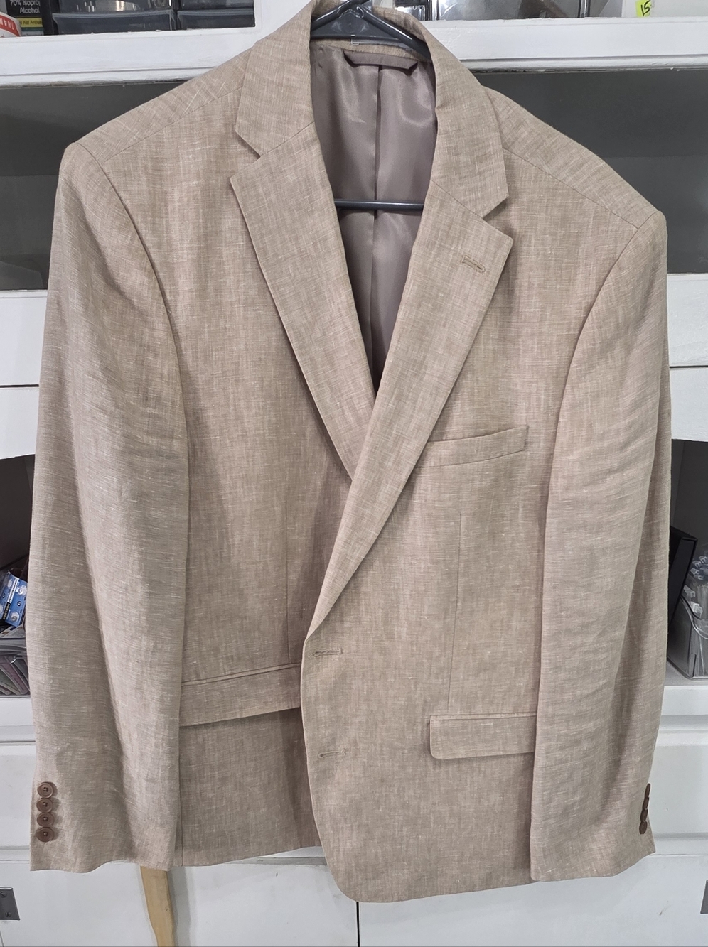 Bar III Light Beige Linen-Blend Sport Coat
